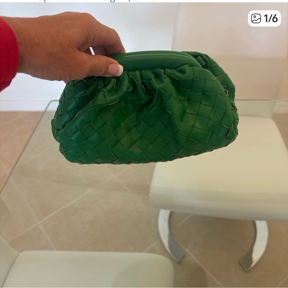 Green Woven Vegan Clutch Bag